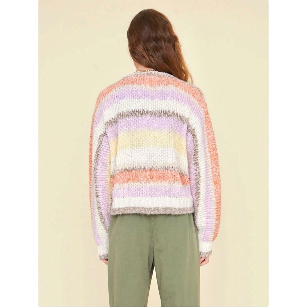 [sold] XiRENA Laramie Sweater Cream Yellow Striped Loose Knit Light Cardigan - Picture 5 of 9
